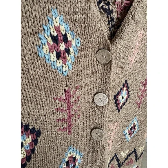 Portraits by NORTHERN ISLES Vintage Navajo Southwern Style Knit Sweater Vest - Picture 5 of 7